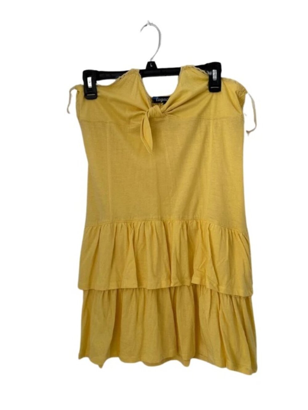 Lagaci Sport Women’s L/L Yellow Sleeveless Ruffle Tunic Top Casual Boho